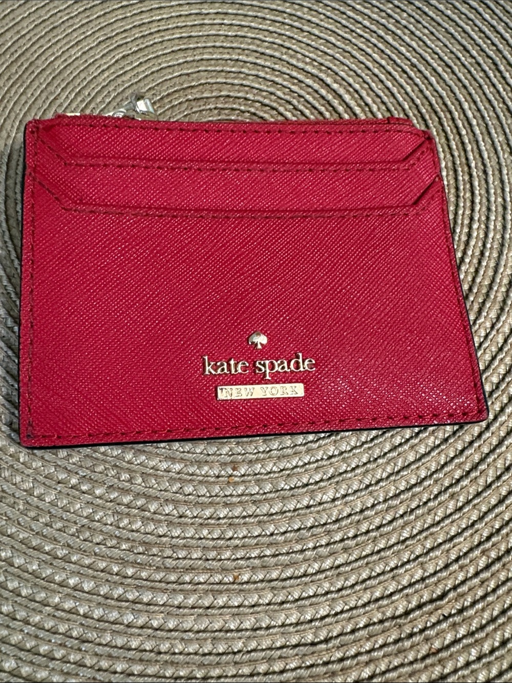 kate spade Red Card Holder with Gold Logo